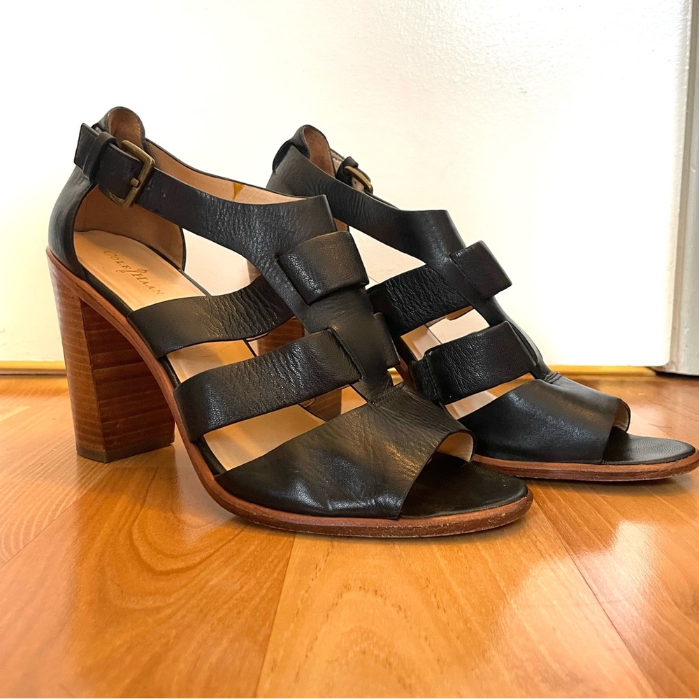 Cole Haan High Heel Sandal - 'Cameron' Black leather Gladiator Sandals 9.5